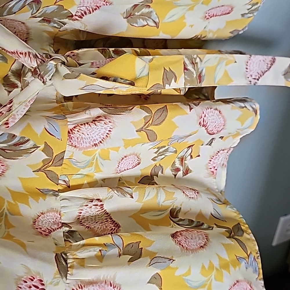 Lauren Conrad Romantic Flirty Summer Twee Yellow Floral Cap Sleeve Dress XXL - Picture 7 of 11